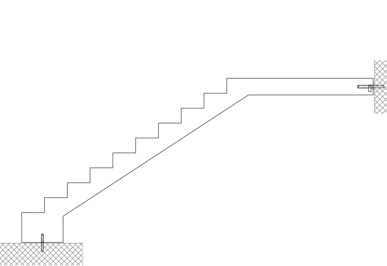 Gerade Treppen mit Podest obe