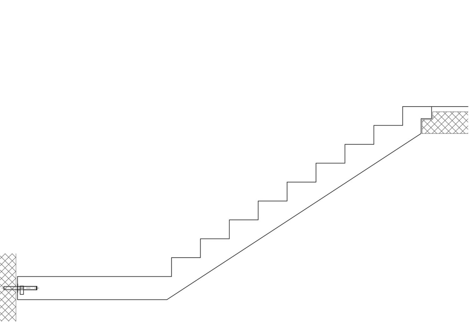 Gerade Treppe mit Podest unten