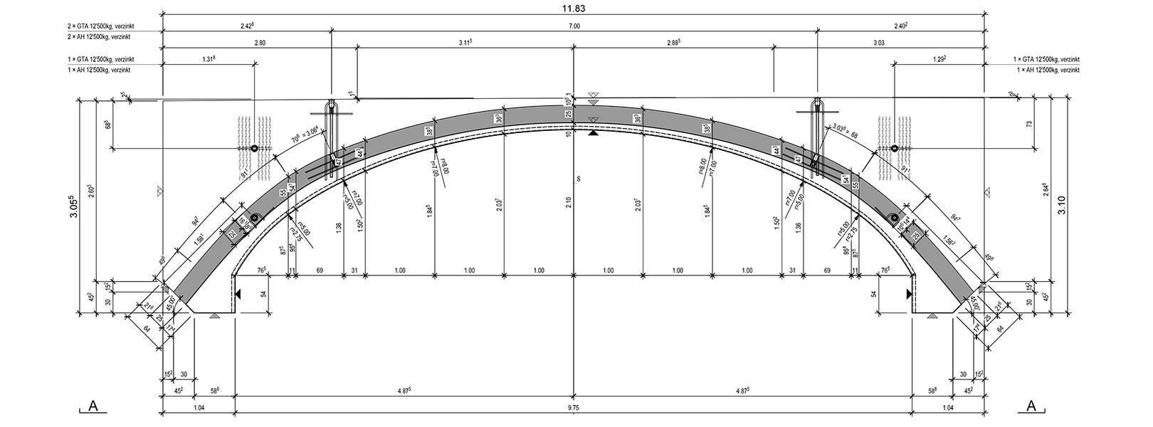 Produktionsplan des vorfabrizierten Brückenelements